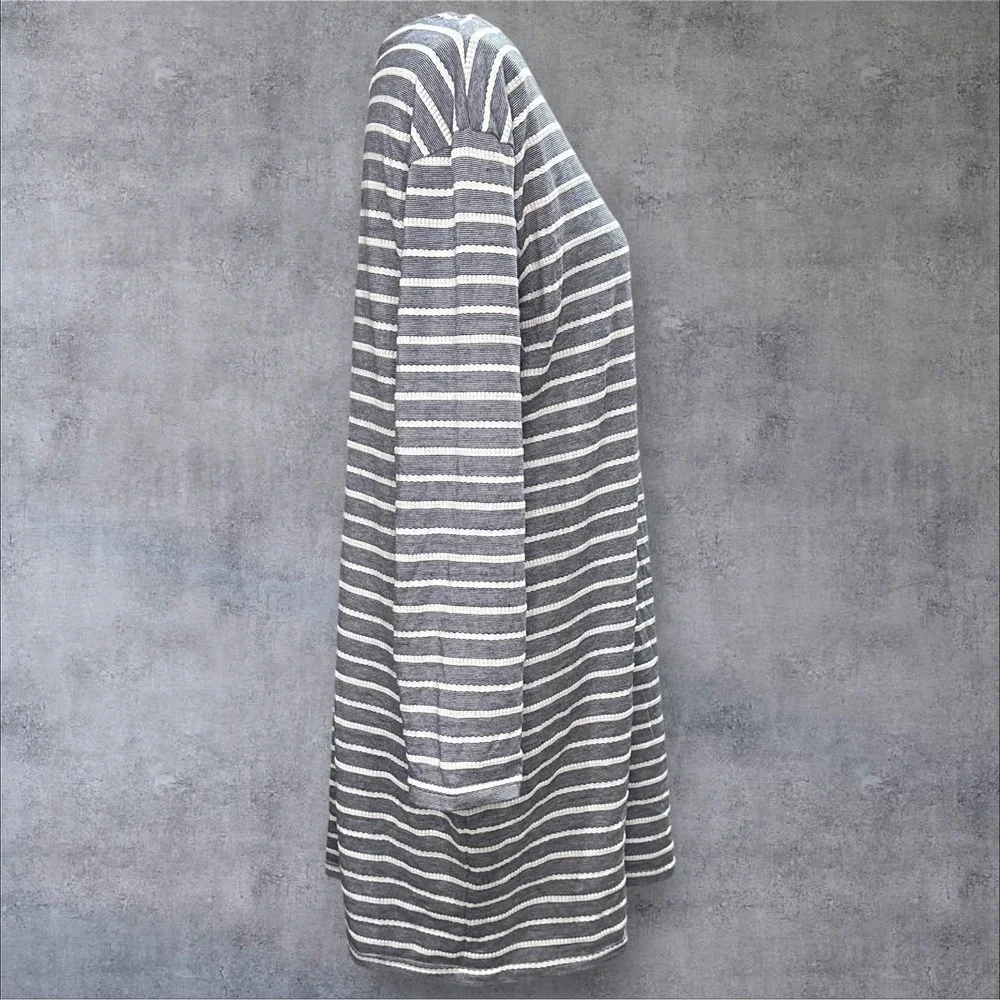 Sail To Sable Textured Knit Striped Long Sleeve Dress Size Large‎ Preppy Neutral